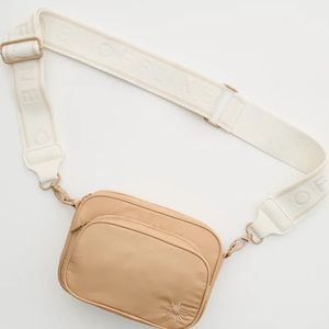 AERIE OFFLINE Beige with white strap 2 pocket crossbody bag